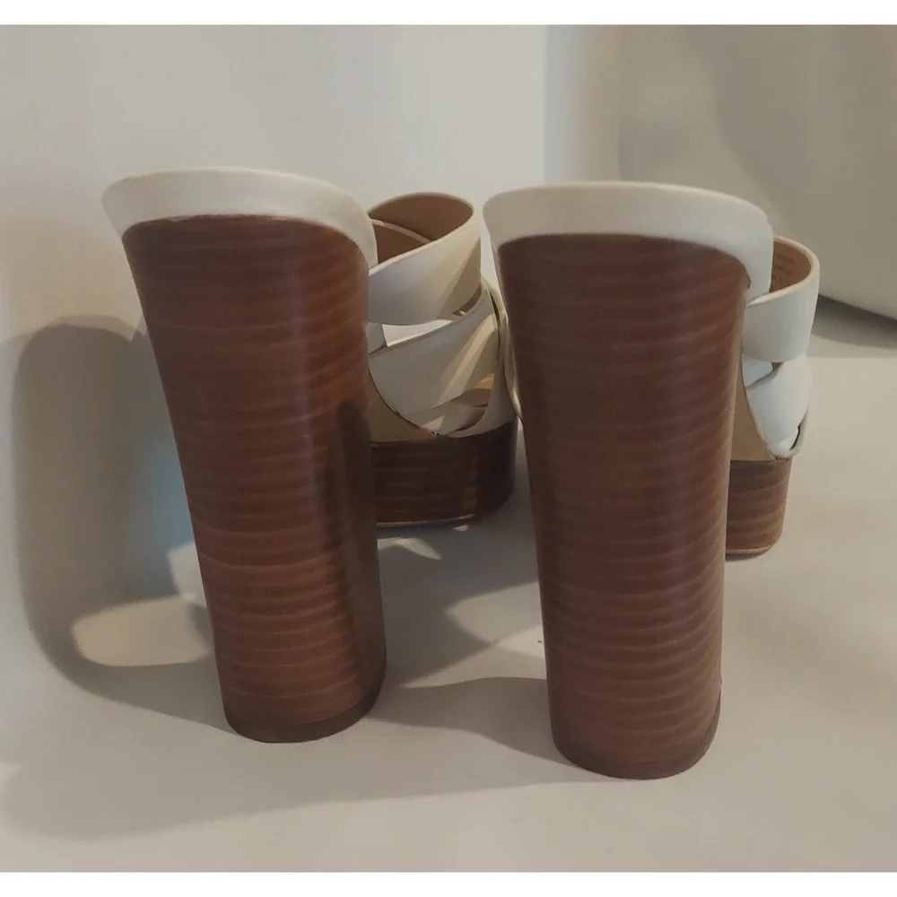 Aldo Womens White Leather Casuarina Open Toe Platform Heels Mules Sandals Size 9 - Picture 3 of 12